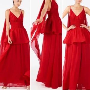 Stunning red flowy gown red dress long maxi dress elegant cape sleeves